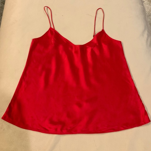 JCrew Red M Silk Camisole Adjustable Straps - Picture 1 of 7